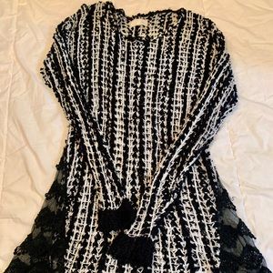 Black and white sweater with lace